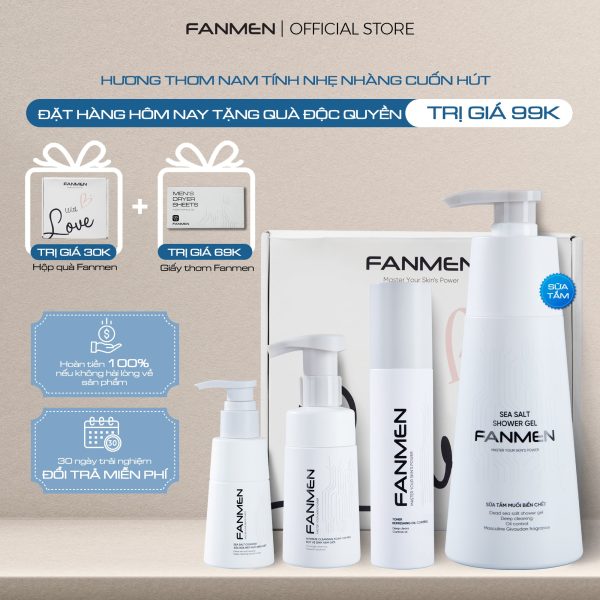 Combo Sữa rửa mặt + Sữa tắm + Bọt vệ sinh + Toner Fanmen Tặng: Hộp + Giấy Thơm