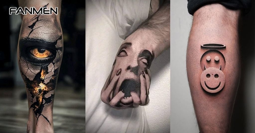 Hình xăm 3D nghệ thuật trừu tượng và ảo ảnh 2