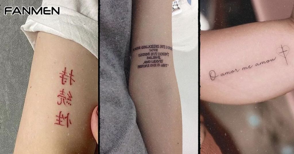 Hình xăm chữ đẹp cho nam ở bắp tay mẫu 4