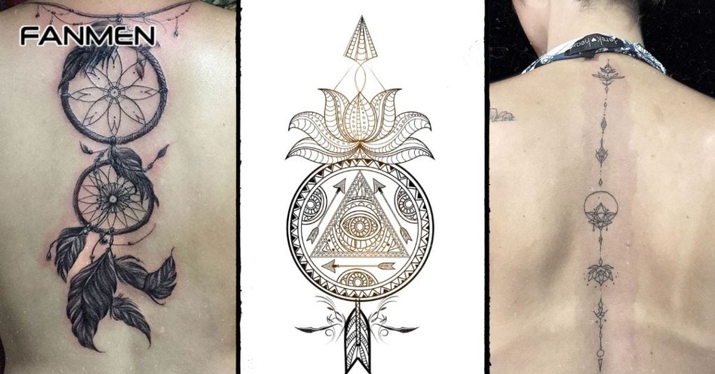 Hình xăm chuông gió cho nam ở lưng mẫu 4