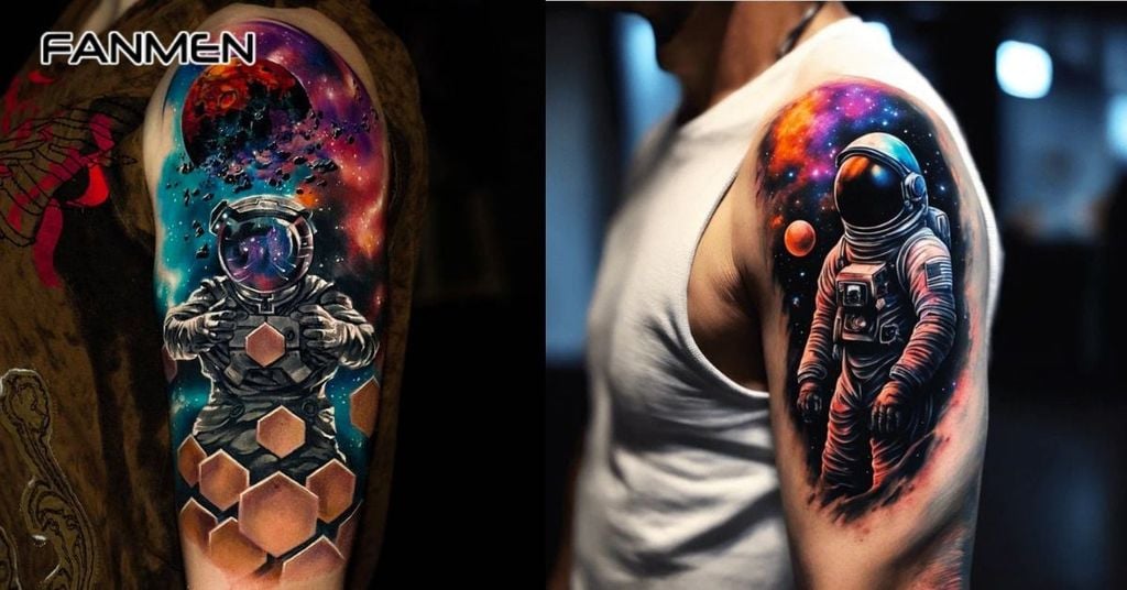 Hình xăm 3D phong cảnh, không gian vũ trụ 4