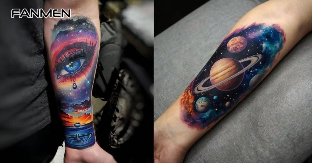 Hình xăm 3D phong cảnh, không gian vũ trụ 5