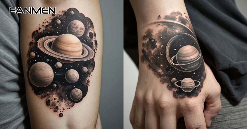 Hình xăm 3D phong cảnh, không gian vũ trụ 6