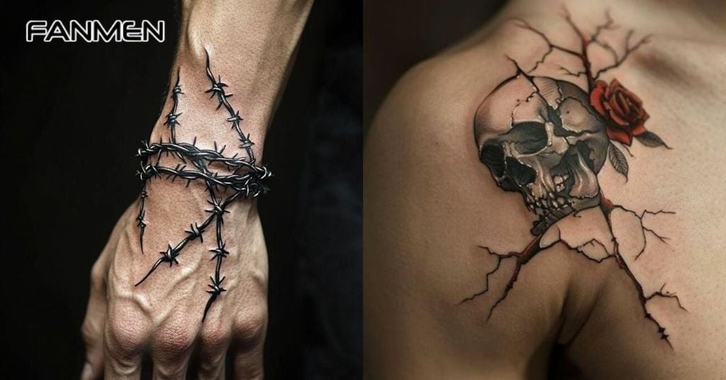 Hình xăm 3D nghệ thuật trừu tượng và ảo ảnh 4