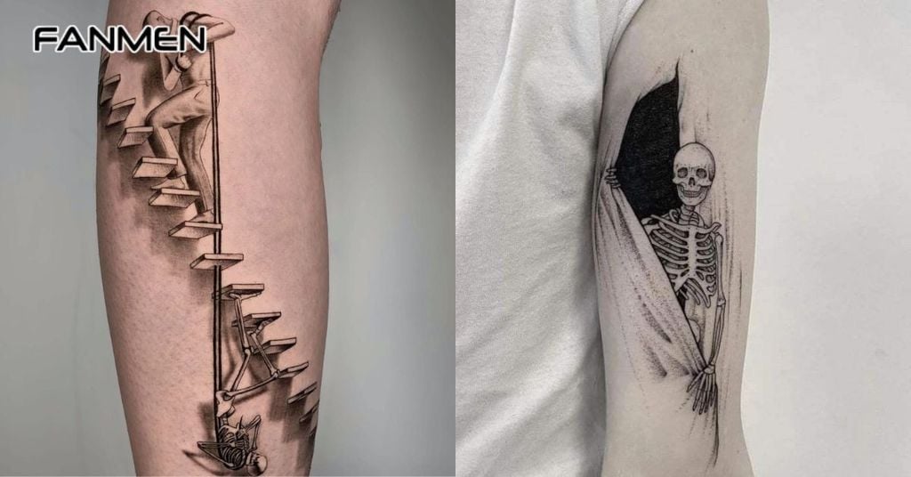 Hình xăm 3D nghệ thuật trừu tượng và ảo ảnh 7