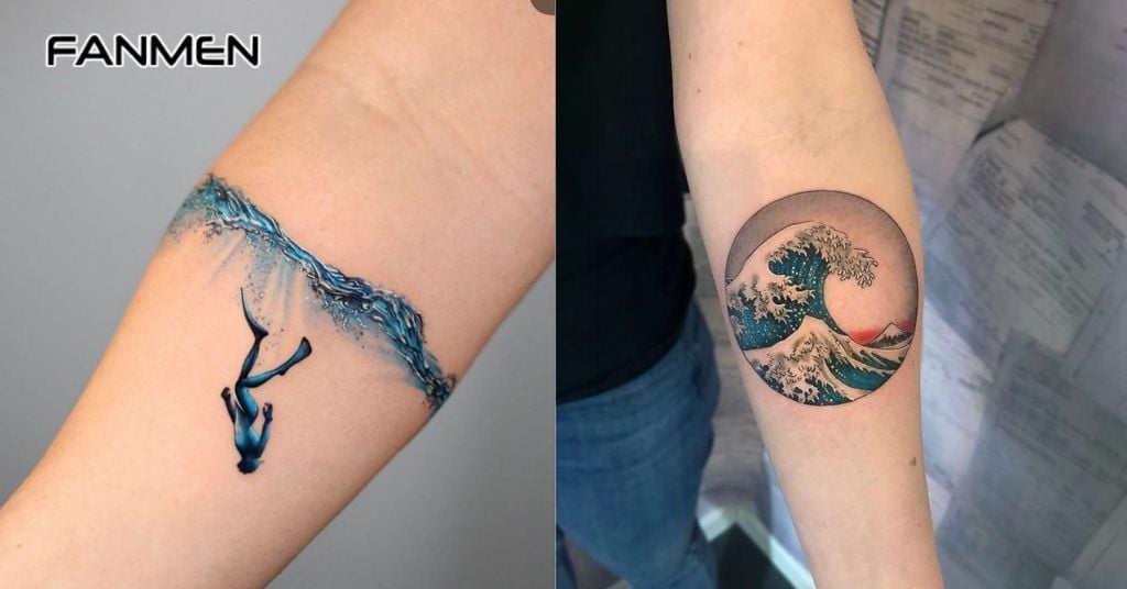 Hình xăm sóng, biển, sông, suối