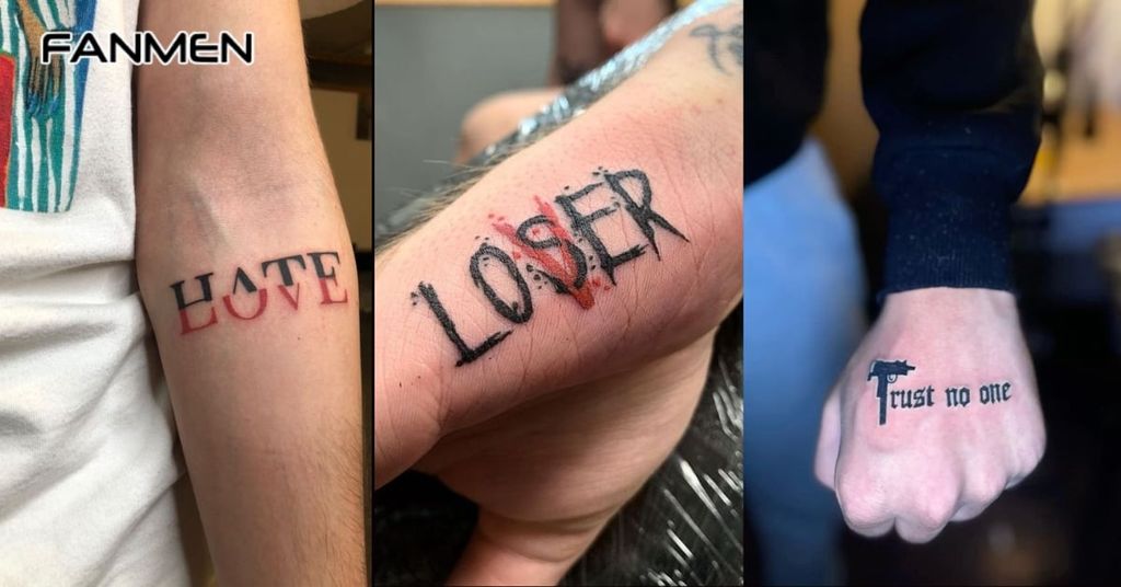 Hình xăm buồn kết hợp chữ viết 3