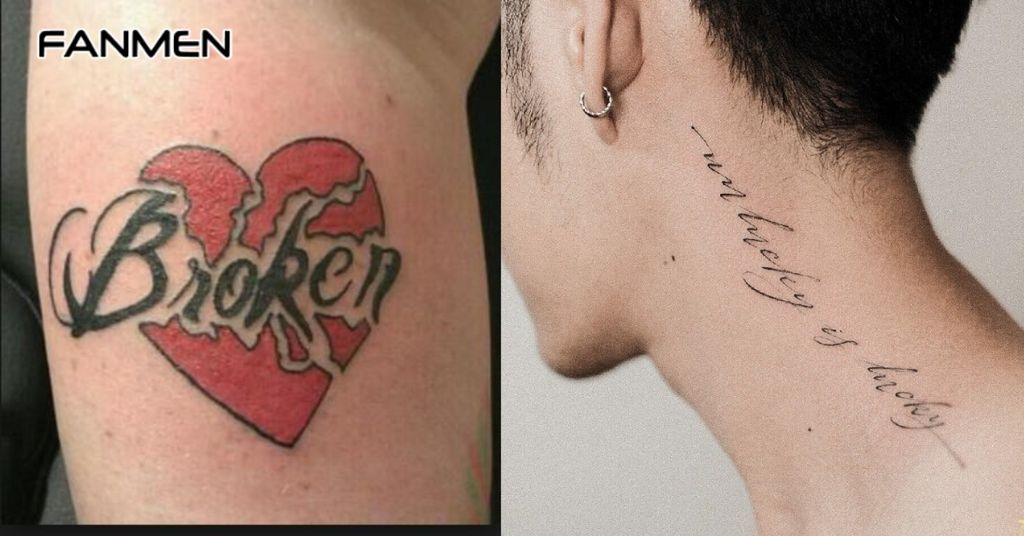 Hình xăm buồn kết hợp chữ viết