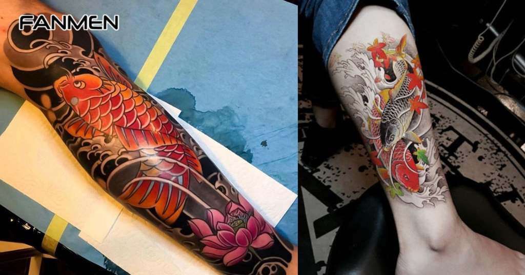 Các hình xăm cá chép ở bắp chân 5