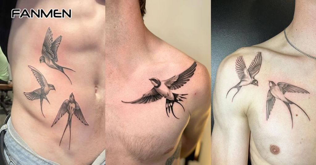 Hình Xăm Chim Én Đen Trắng 3
