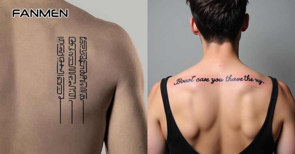Hình xăm chữ viết và câu trích ở lưng