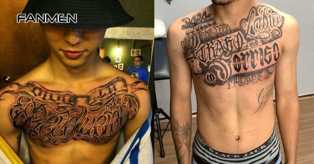 Hình xăm chữ ở ngực nam