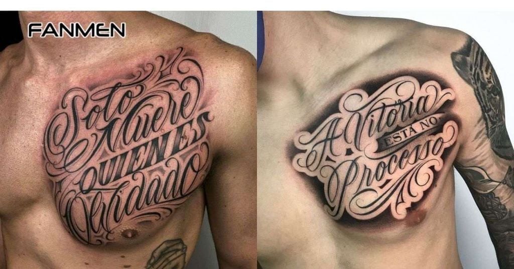 Hình xăm chữ ở ngực nam