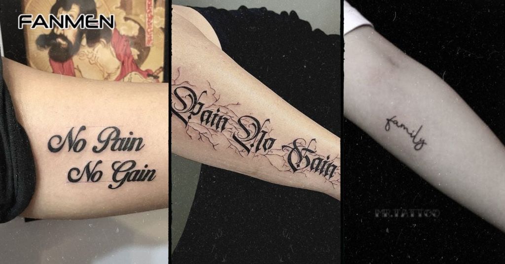 Hình xăm chữ cánh tay nam mẫu 13