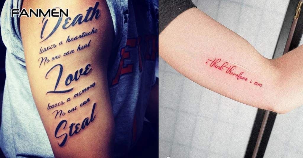 Hình xăm chữ ở bắp tay cho nam 7