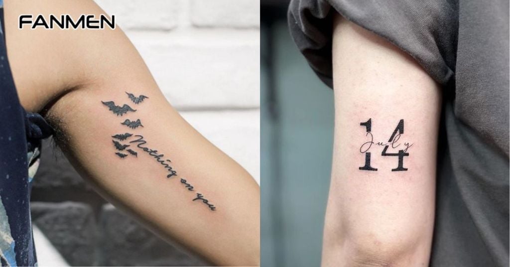 Hình xăm chữ ở bắp tay cho nam 4
