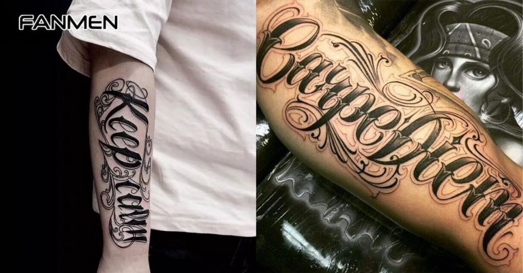 Hình xăm chữ ở cánh tay cho nam 8