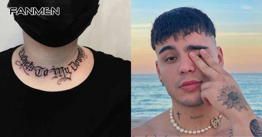 Hình xăm chữ ở cổ cho nam 11