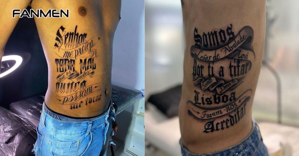 Hình xăm chữ ở hông nam 11