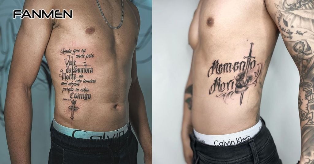 Hình xăm chữ ở hông nam 9