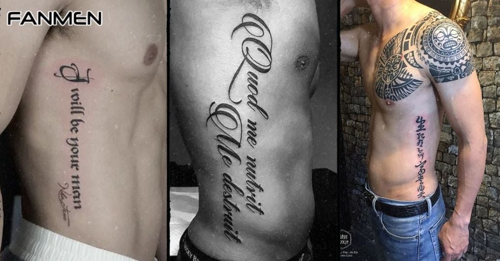 Hình xăm chữ ở mạn sườn cho nam mẫu 8