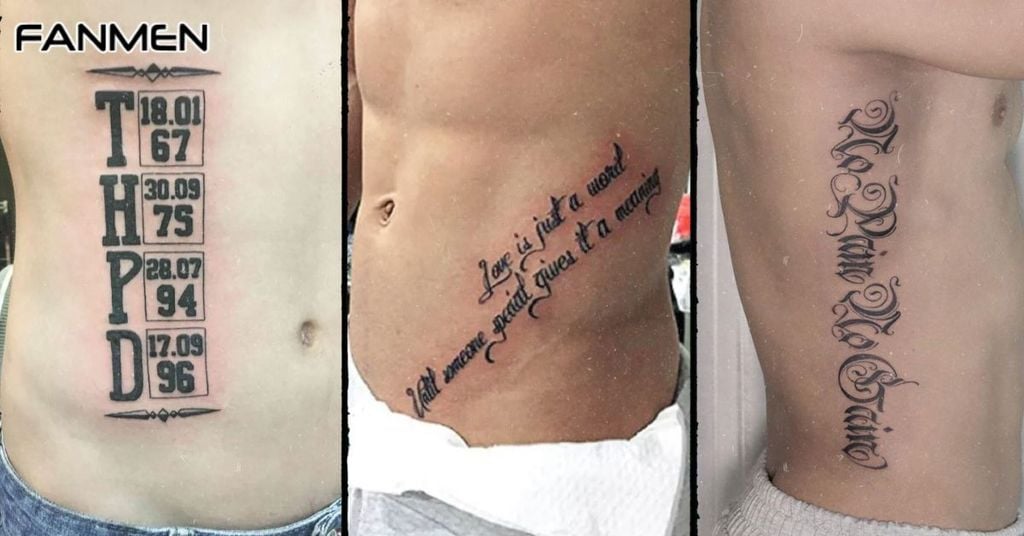 Hình xăm chữ ở mạn sườn nam mẫu 9