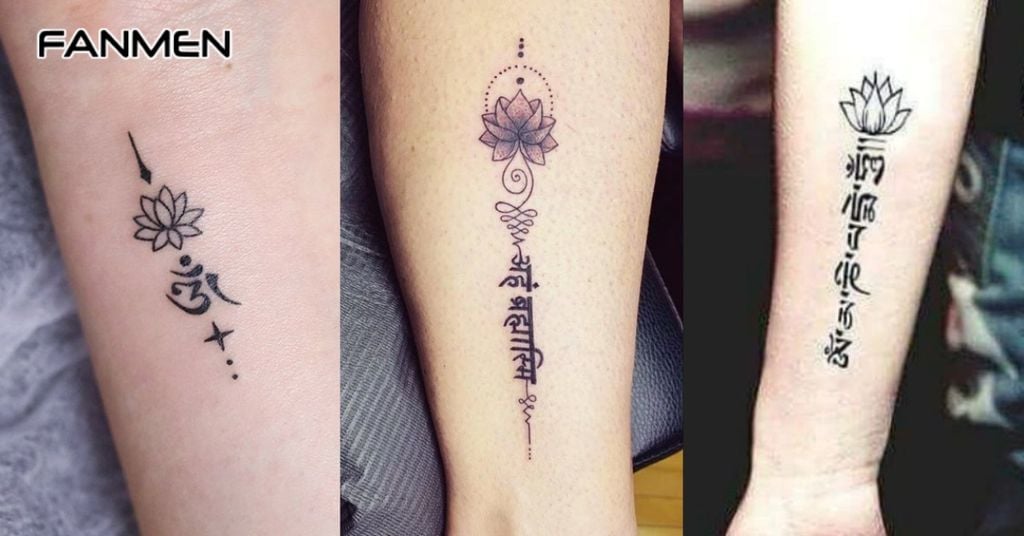 Hình xăm chữ Phạn kết hợp biểu tượng