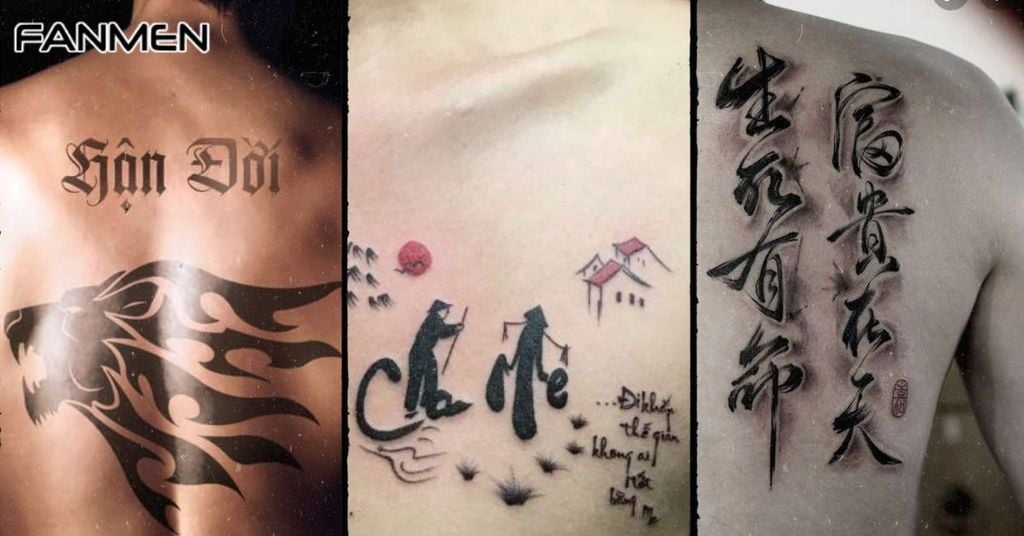 Hình xăm chữ sau lưng cho nam mẫu 5