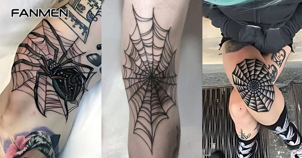 Hình xăm đầu gối mạng nhện