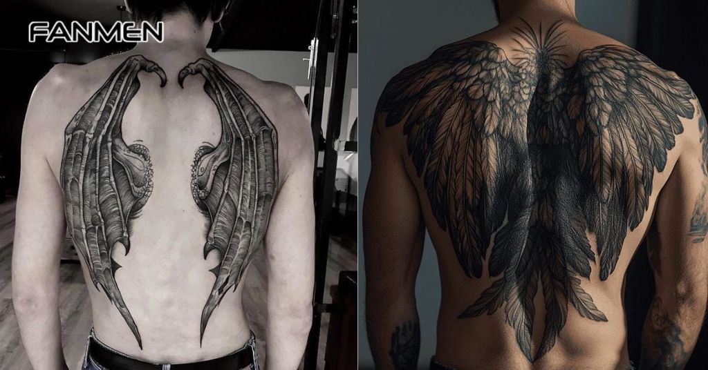 hình xăm đôi cánh sau lưng cho nam