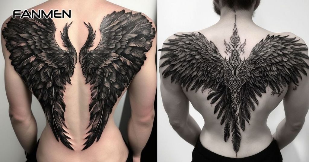 hình xăm đôi cánh sau lưng cho nam