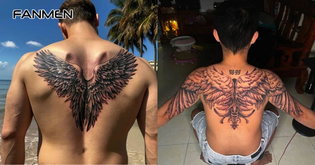 hình xăm đôi cánh sau lưng cho nam
