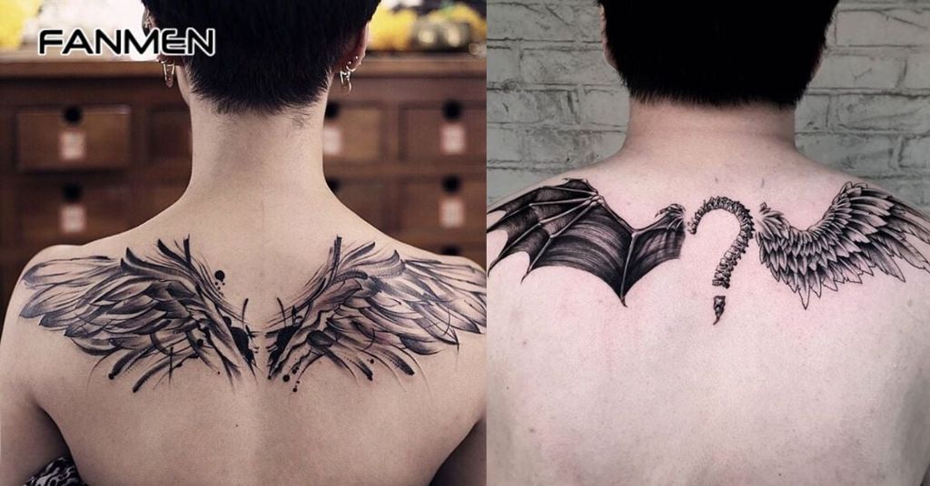 hình xăm đôi cánh sau lưng cho nam