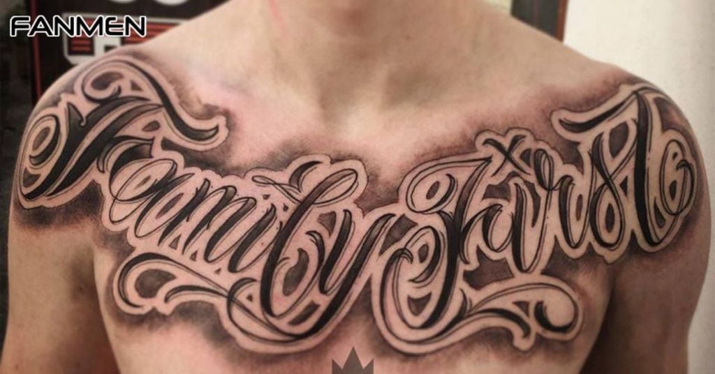 Hình xăm family ở ngực cho nam mẫu 1