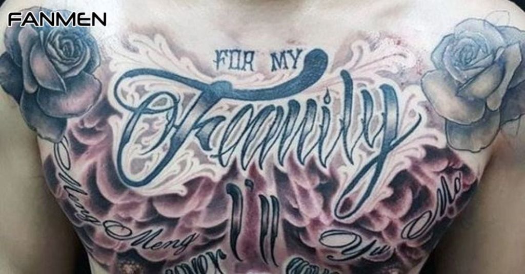 Hình xăm family ở ngực cho nam mẫu 4
