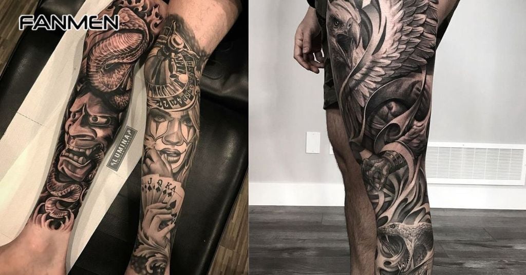 Hình xăm full chân phong cách Châu Âu cổ điển