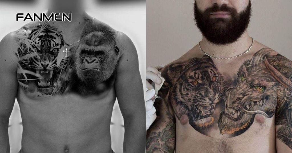 Hình xăm hổ kết hợp yếu tố khác