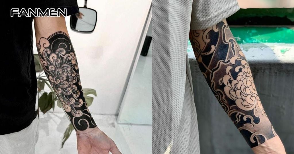 Hình xăm hoa cúc đen trắng 2