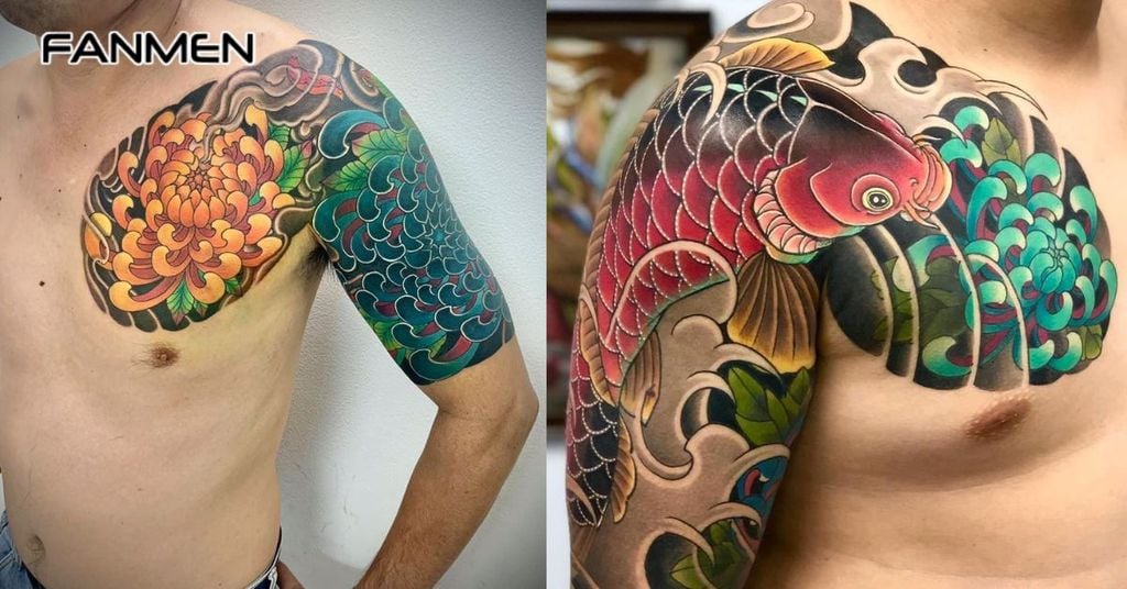 Hình xăm hoa cúc Nhật cổ 1