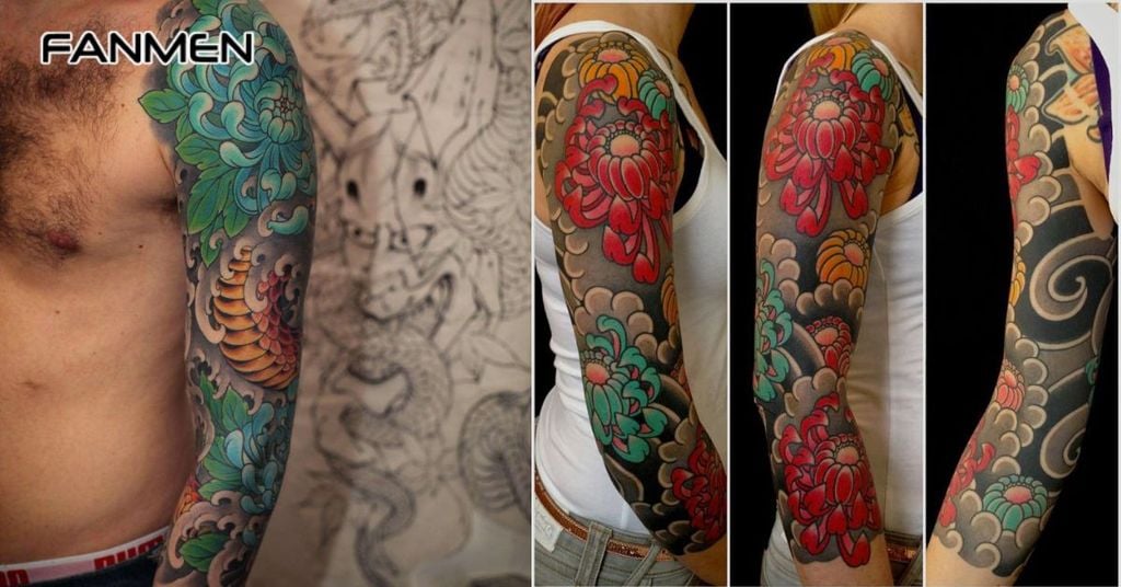 Hình xăm hoa cúc Nhật cổ 3