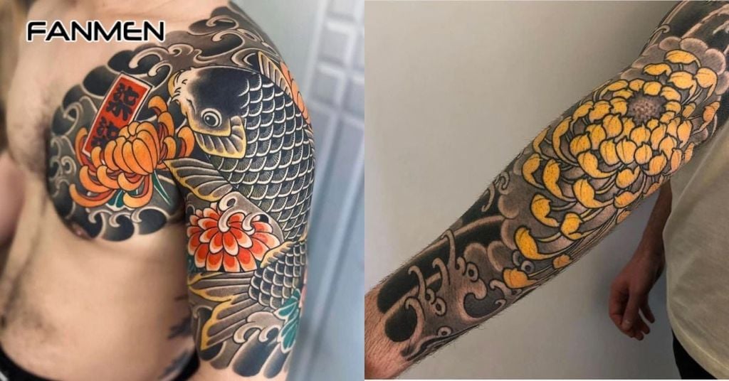 Hình xăm hoa cúc Nhật cổ 6