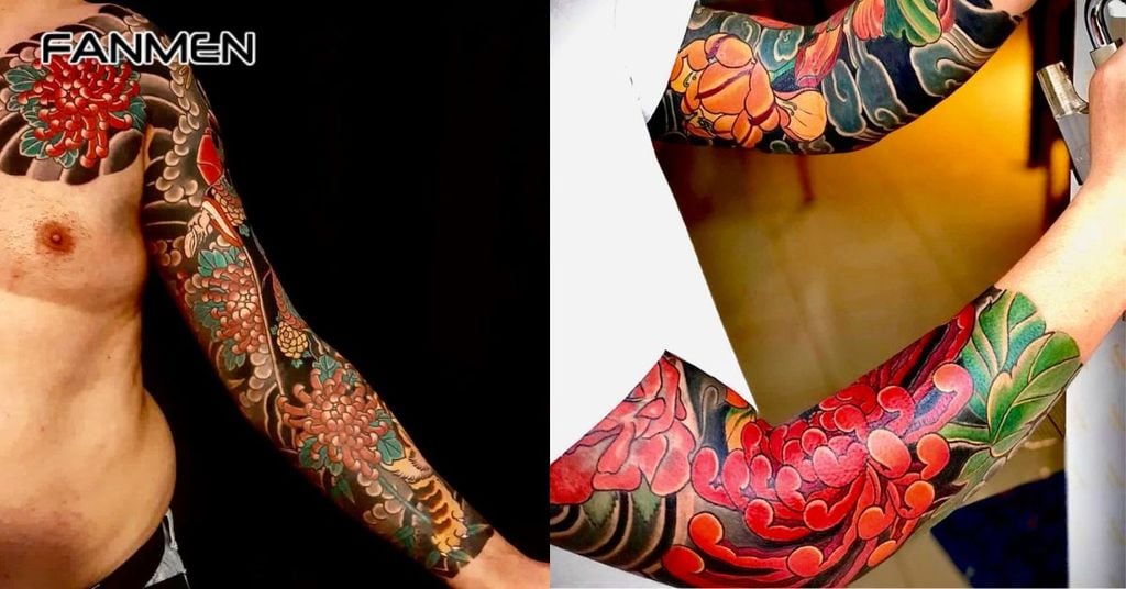 Hình xăm hoa cúc Nhật cổ 7