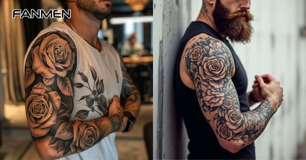 Hình xăm hoa hồng kín tay 2