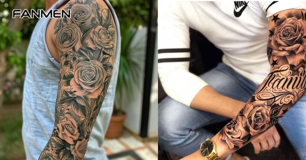 Hình xăm hoa hồng kín tay 7