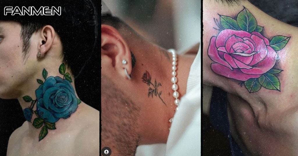 Hình Xăm Hoa Hồng Ở Cổ Cho Nam Mẫu 11