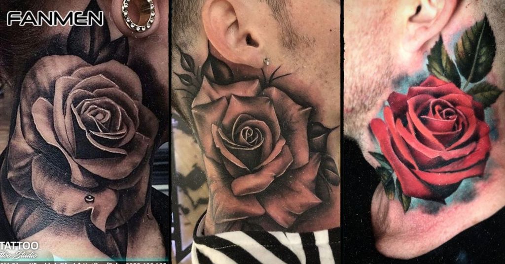 Hình Xăm Hoa Hồng Ở Cổ Cho Nam Mẫu 2