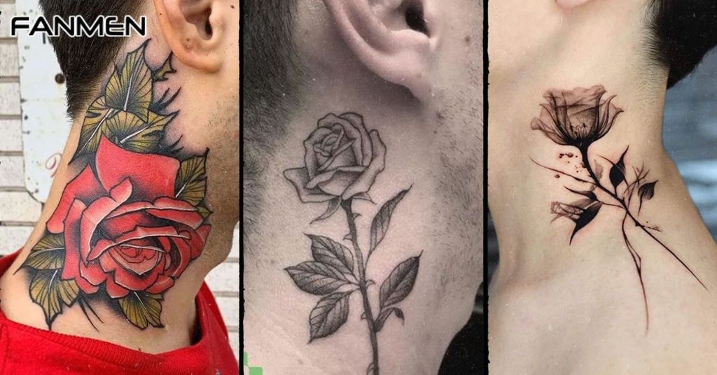 Hình Xăm Hoa Hồng Ở Cổ Cho Nam Mẫu 3