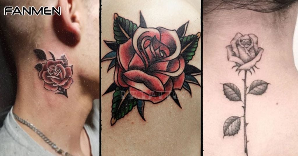 Hình Xăm Hoa Hồng Ở Cổ Cho Nam Mẫu 6