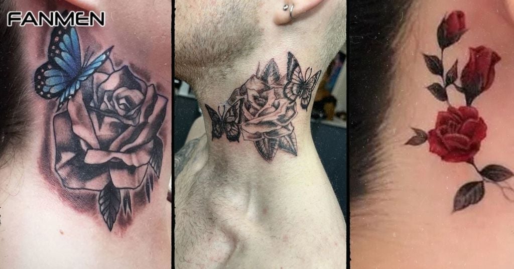 Hình Xăm Hoa Hồng Ở Cổ Cho Nam Mẫu 7