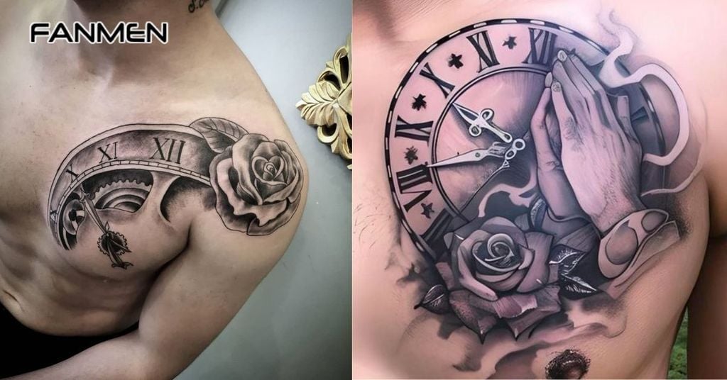 Hình xăm hoa hồng ở ngực 1